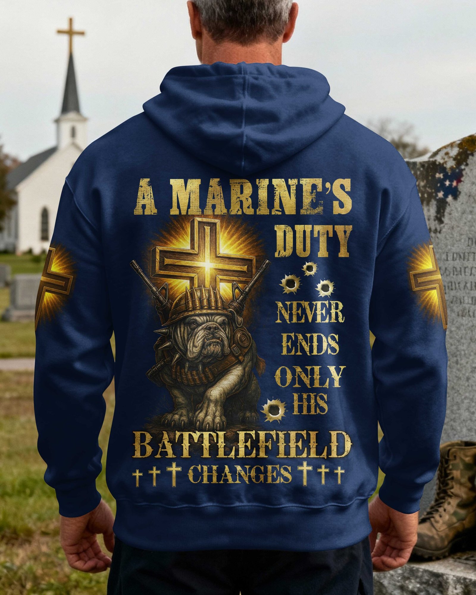 A Marine's Duty Never Ends Only His Battlefield Changes Hoodie - Image 6
