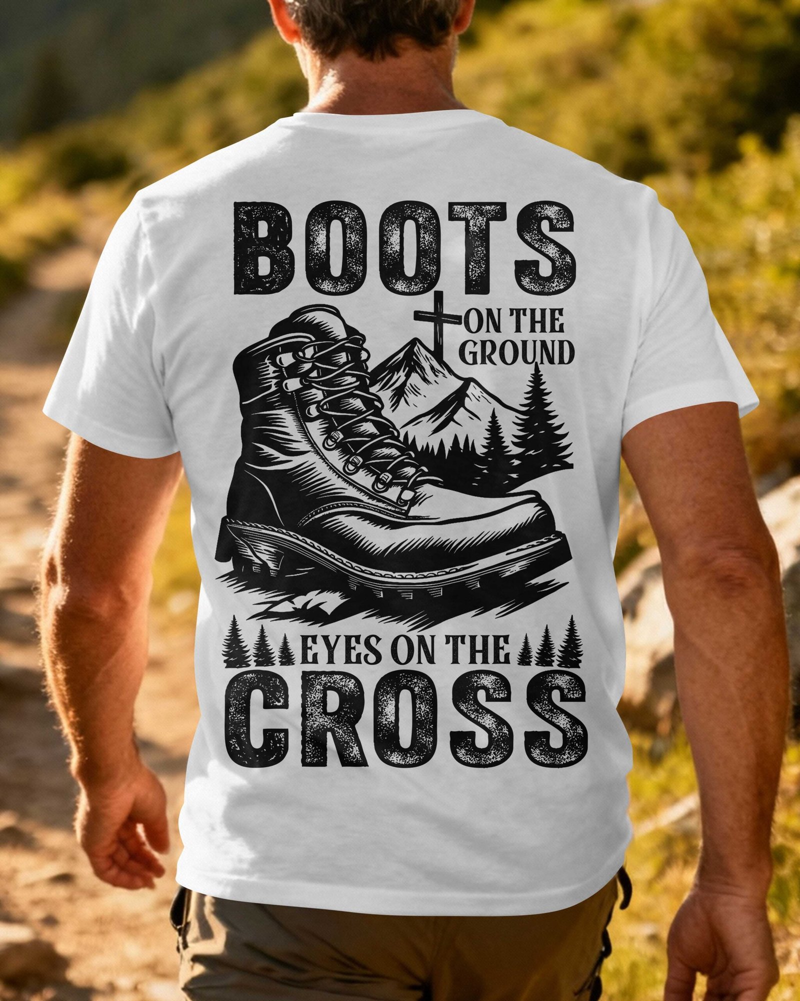 Boots On The Ground Eyes On The Cross T-Shirt - Image 4