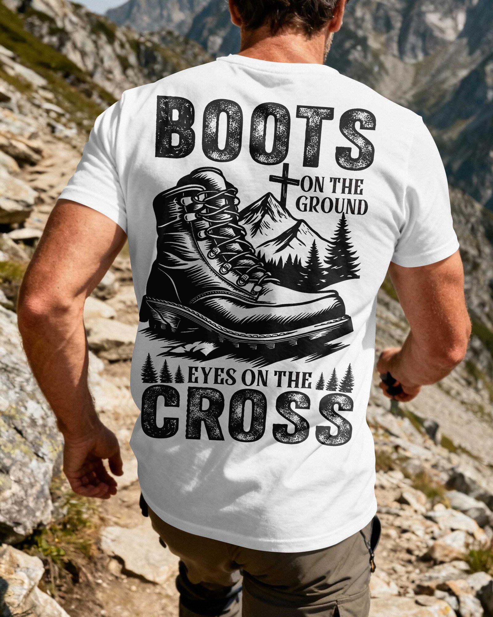 Boots On The Ground Eyes On The Cross T-Shirt - Image 6