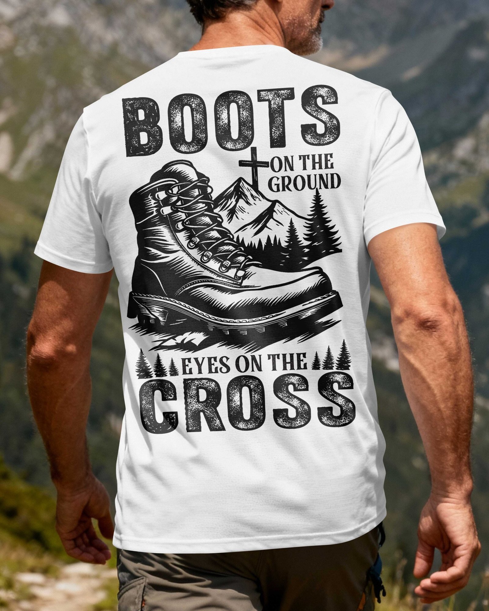 Boots On The Ground Eyes On The Cross T-Shirt - Image 3