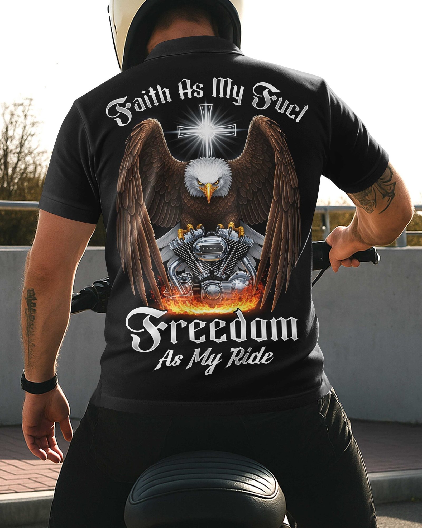 Faith As My Fuel Freedom As My Ride All Over Print Polo - Image 3