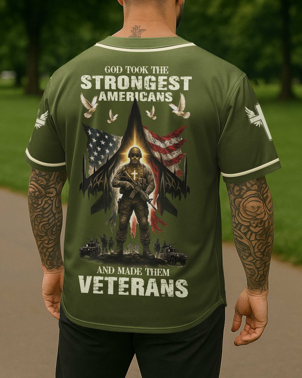 God Took The Strongest Americans All Over Print Jersey - Image 17