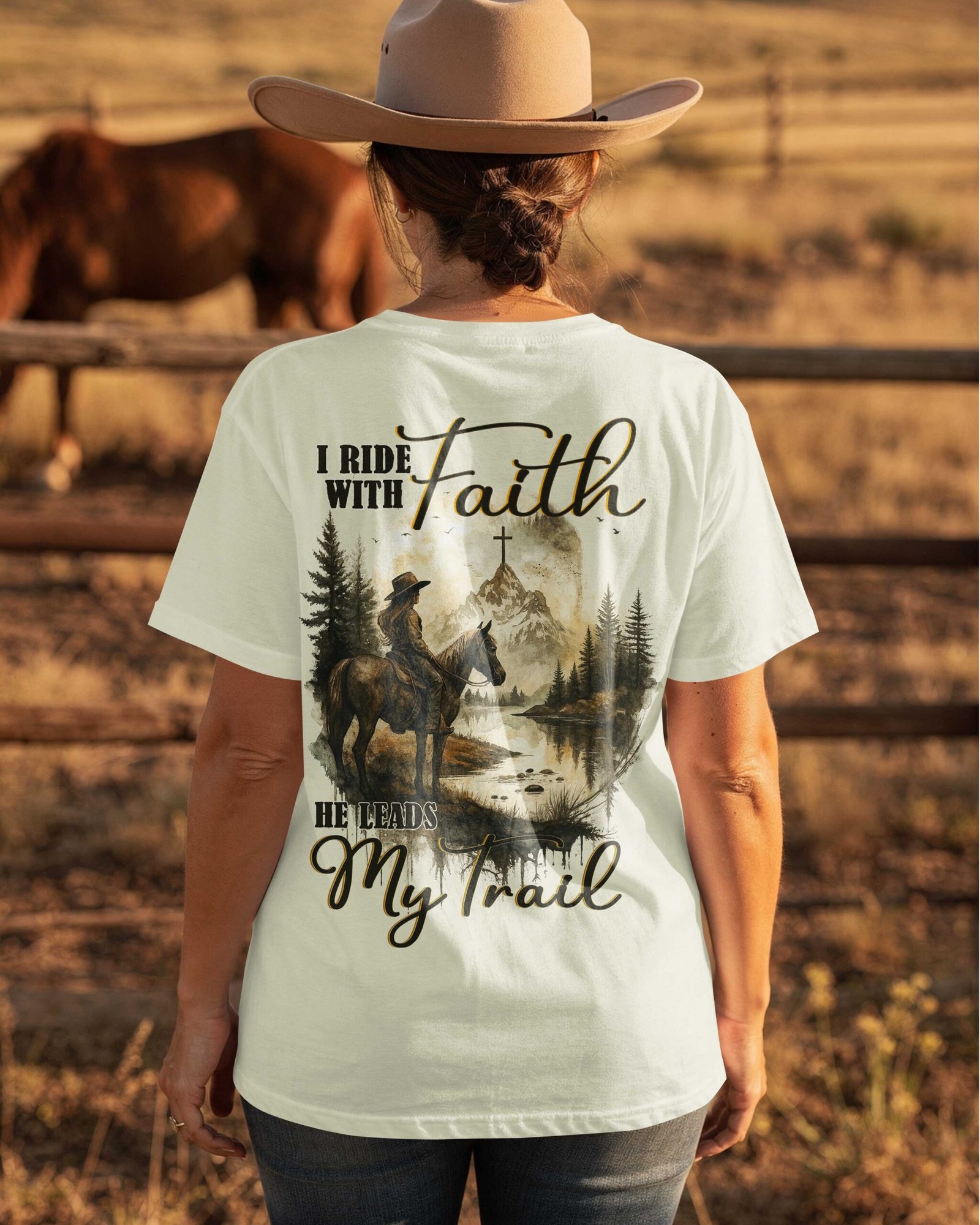 I Ride With Faith He Leads My Trail T-Shirt