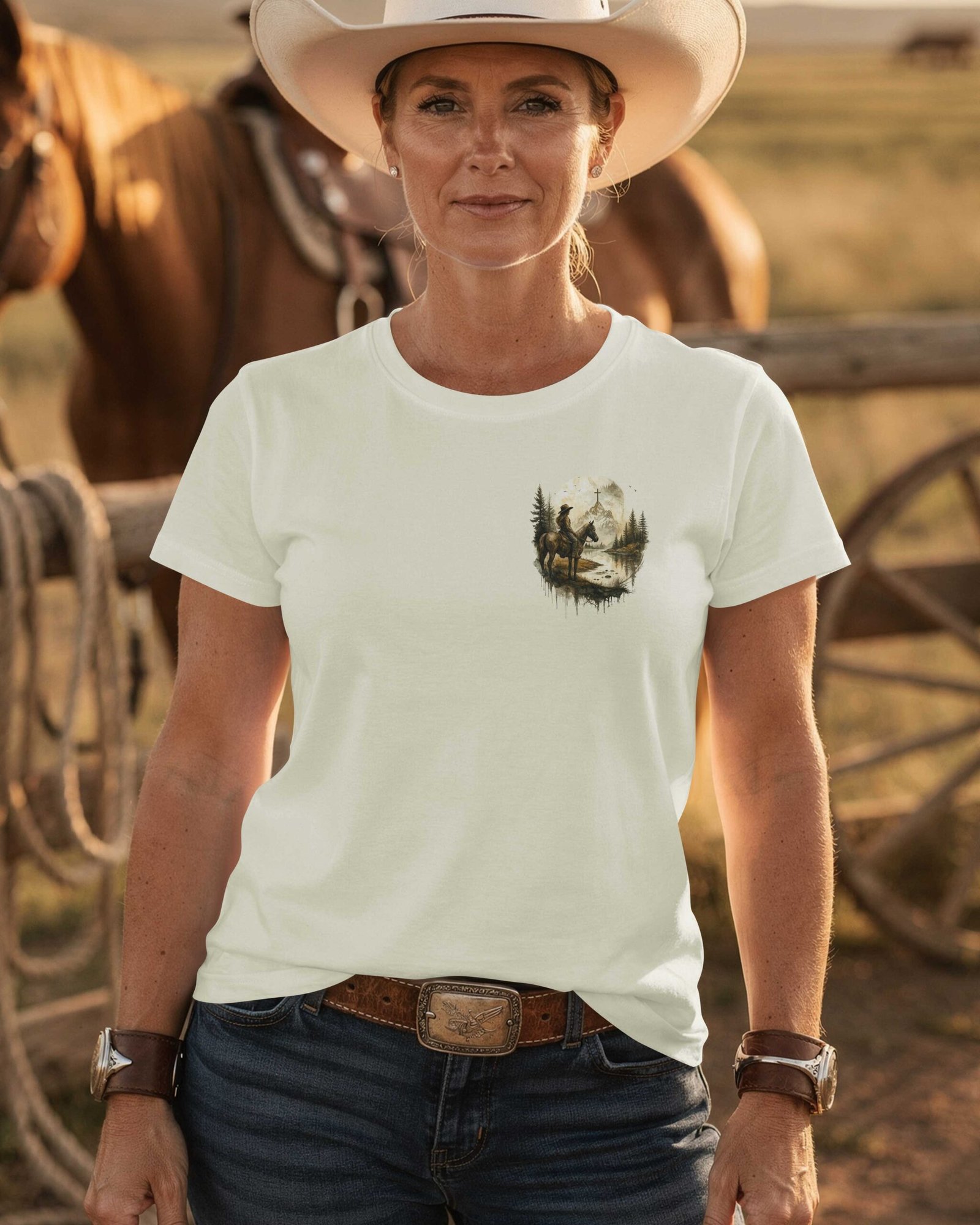 I Ride With Faith He Leads My Trail T-Shirt - Image 6