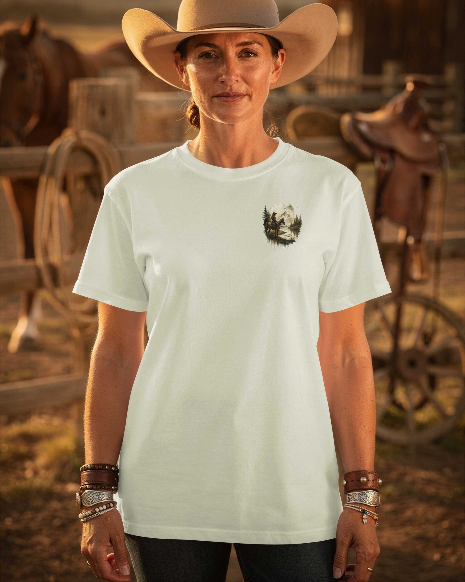 I Ride With Faith He Leads My Trail T-Shirt - Image 4