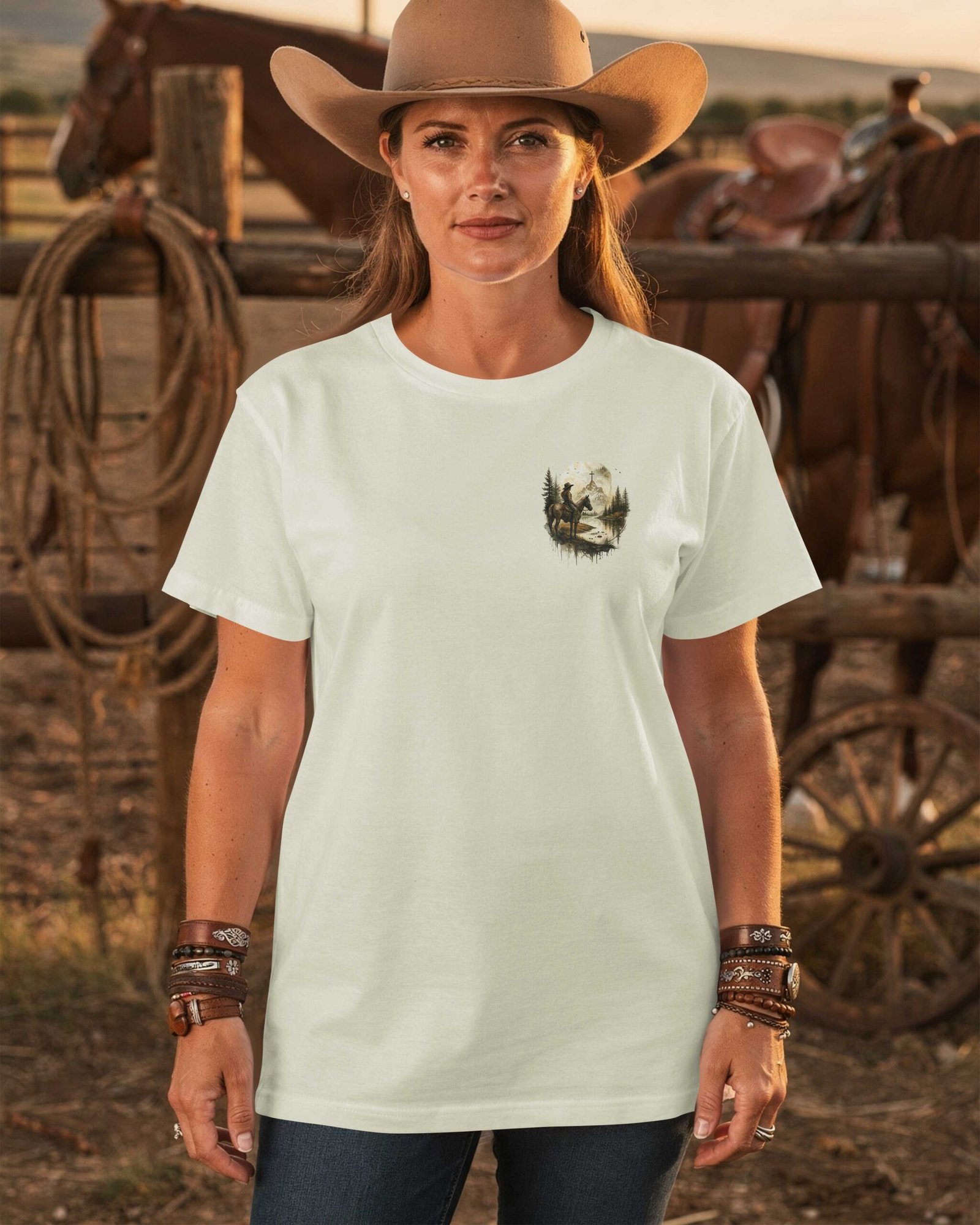 I Ride With Faith He Leads My Trail T-Shirt - Image 2