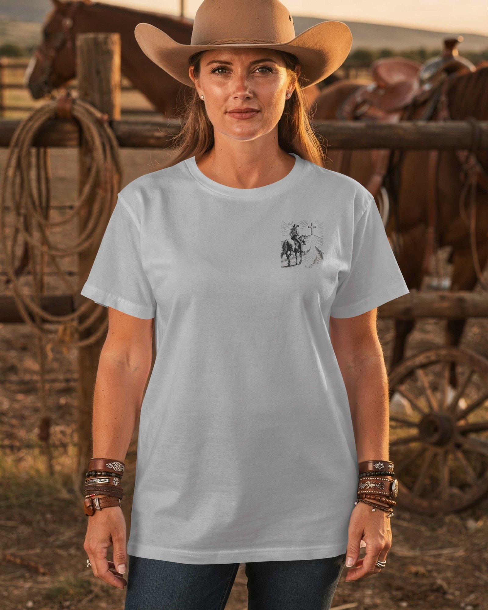 I Ride With Purpose Because Christ Leads My Trail T-Shirt - Image 6