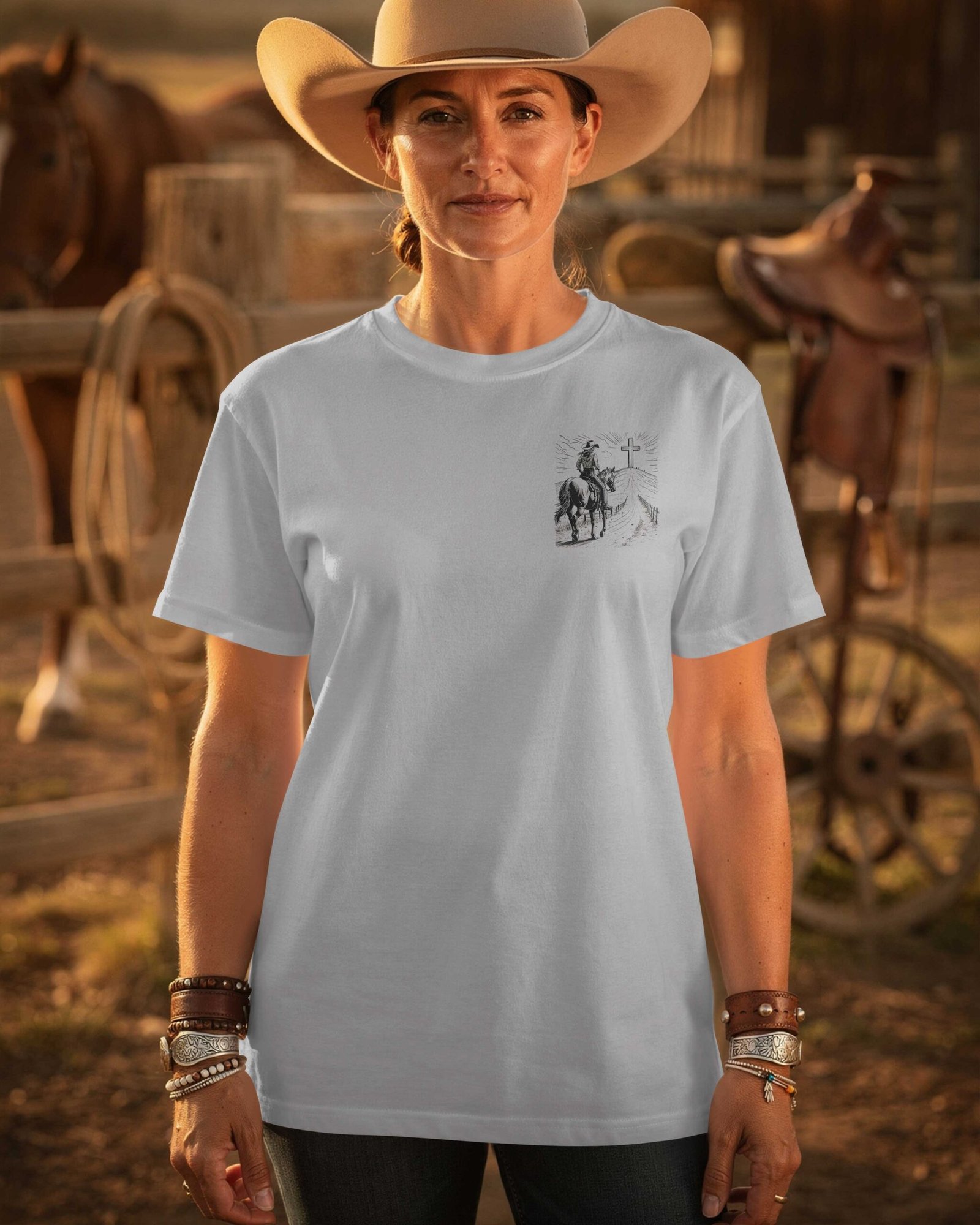 I Ride With Purpose Because Christ Leads My Trail T-Shirt - Image 5