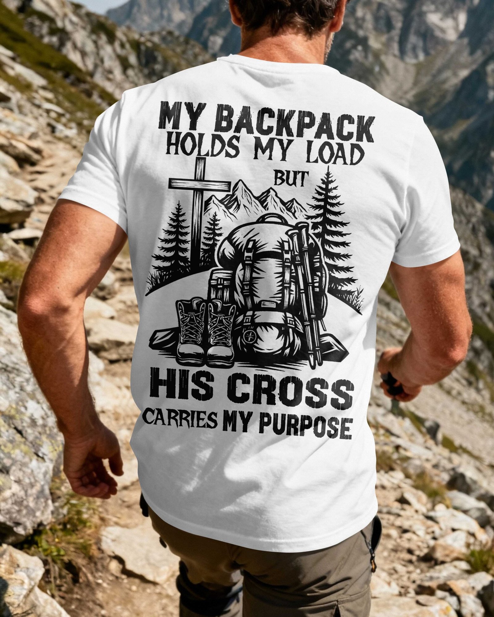 My Backpack Holds My Load But His Cross Carries My Purpose T-Shirt - Image 4