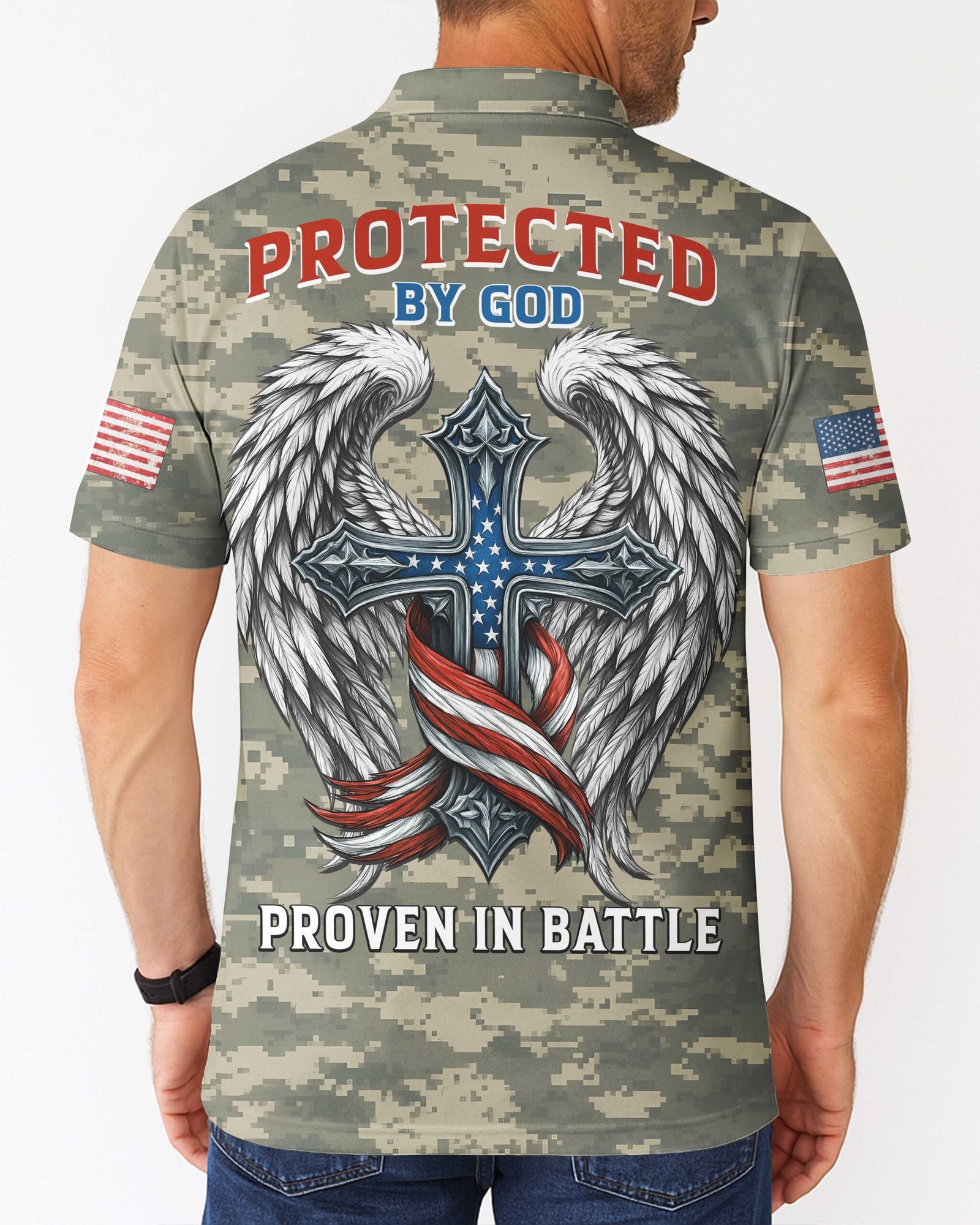 Protected By God All Over Print Polo - Image 4