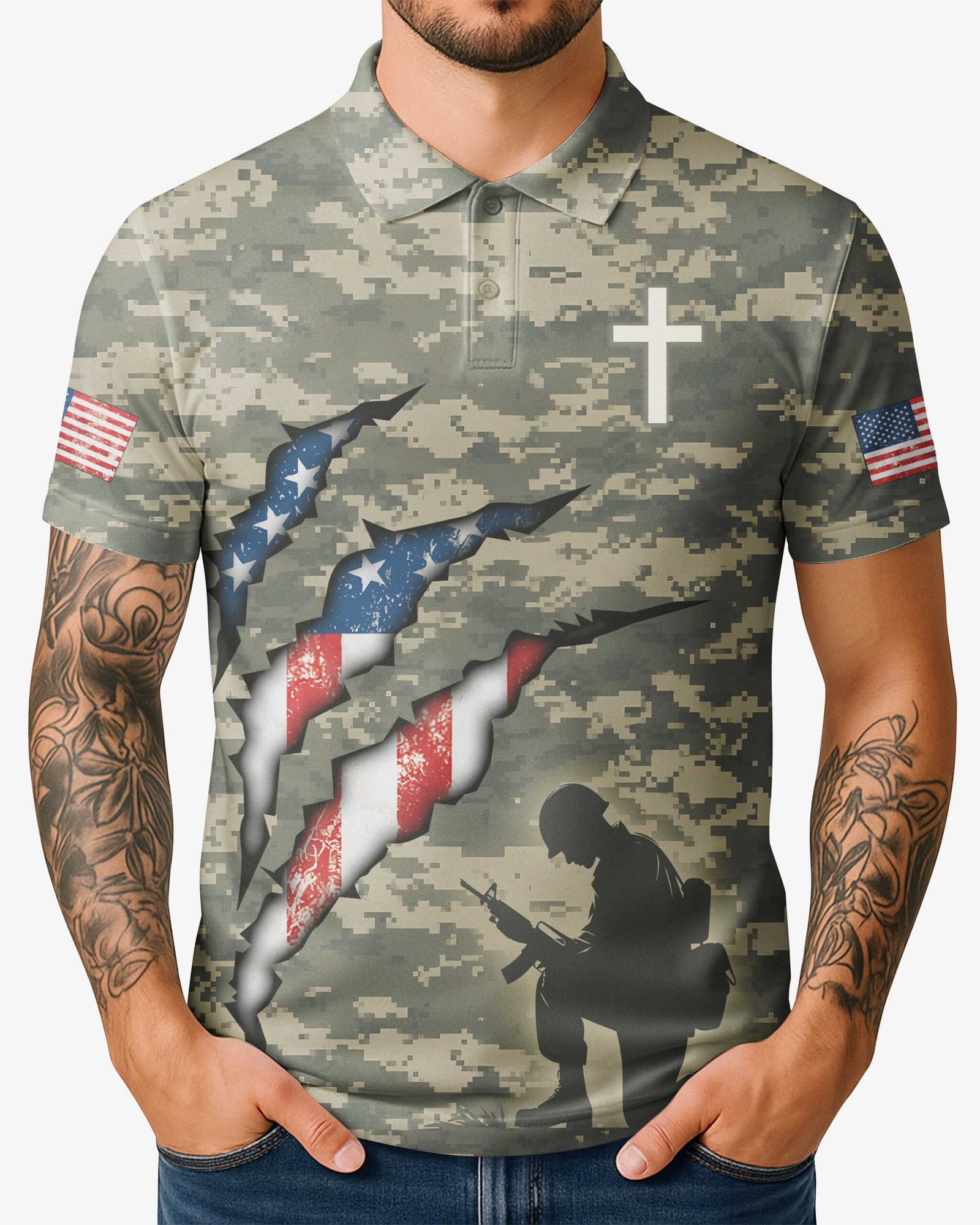 Protected By God All Over Print Polo - Image 3
