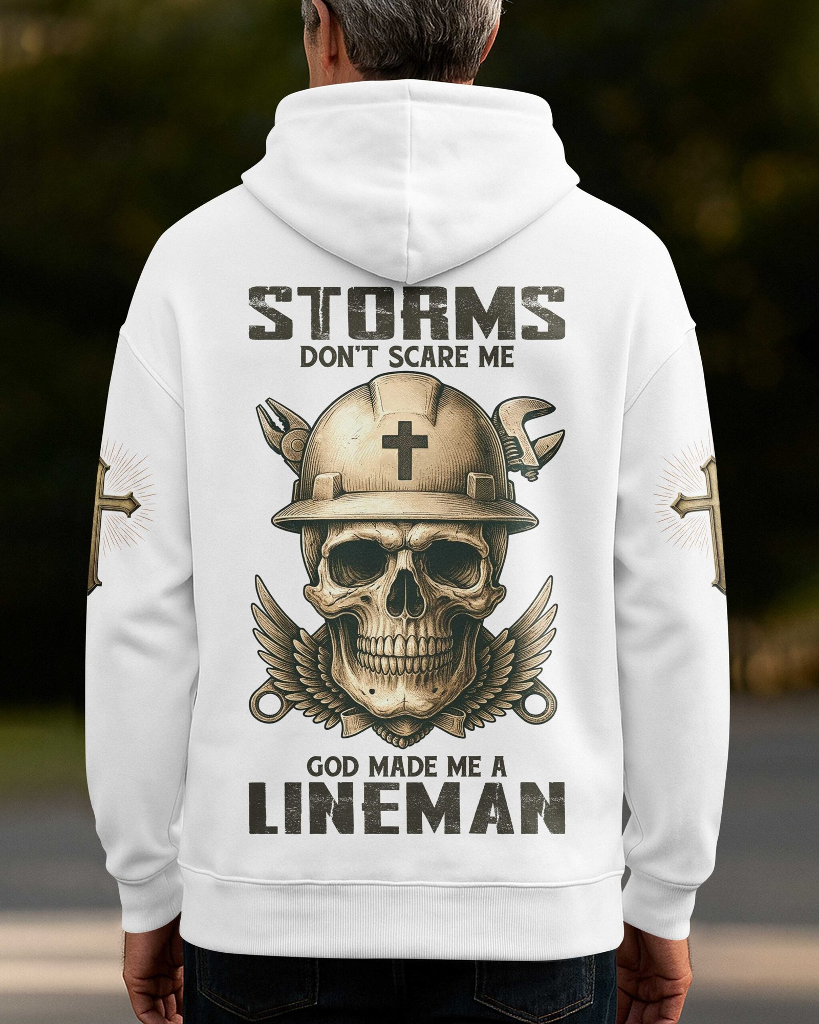 Storms Don't Scare Me God Made Me A Lineman Hoodie - Image 12
