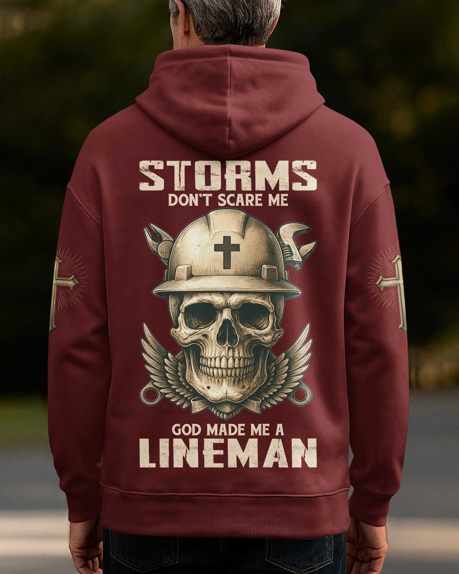 Storms Don't Scare Me God Made Me A Lineman Hoodie