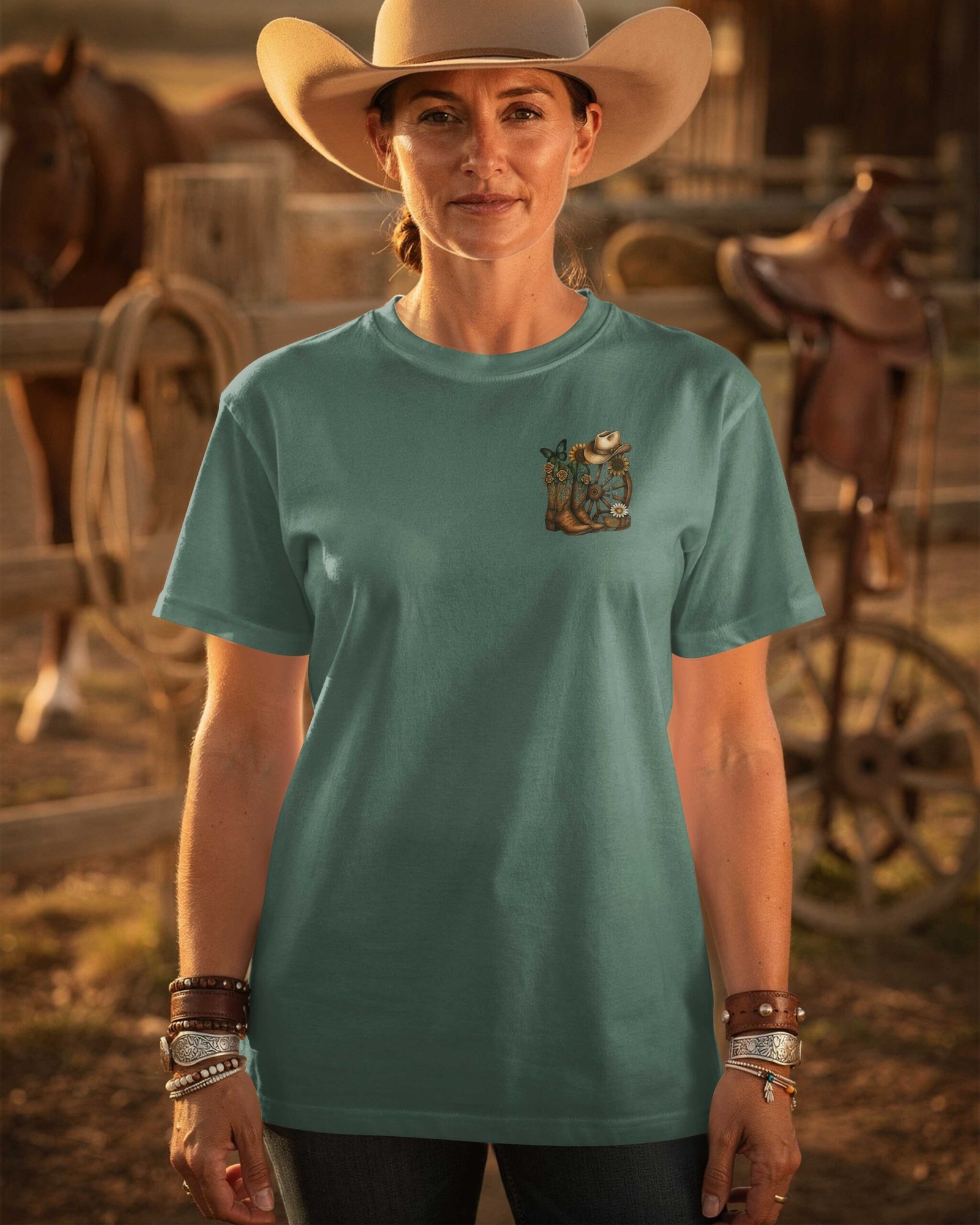 This Cowgirl Doesn't Wander Lost I Ride The Trail God Leads T-Shirt - Image 5