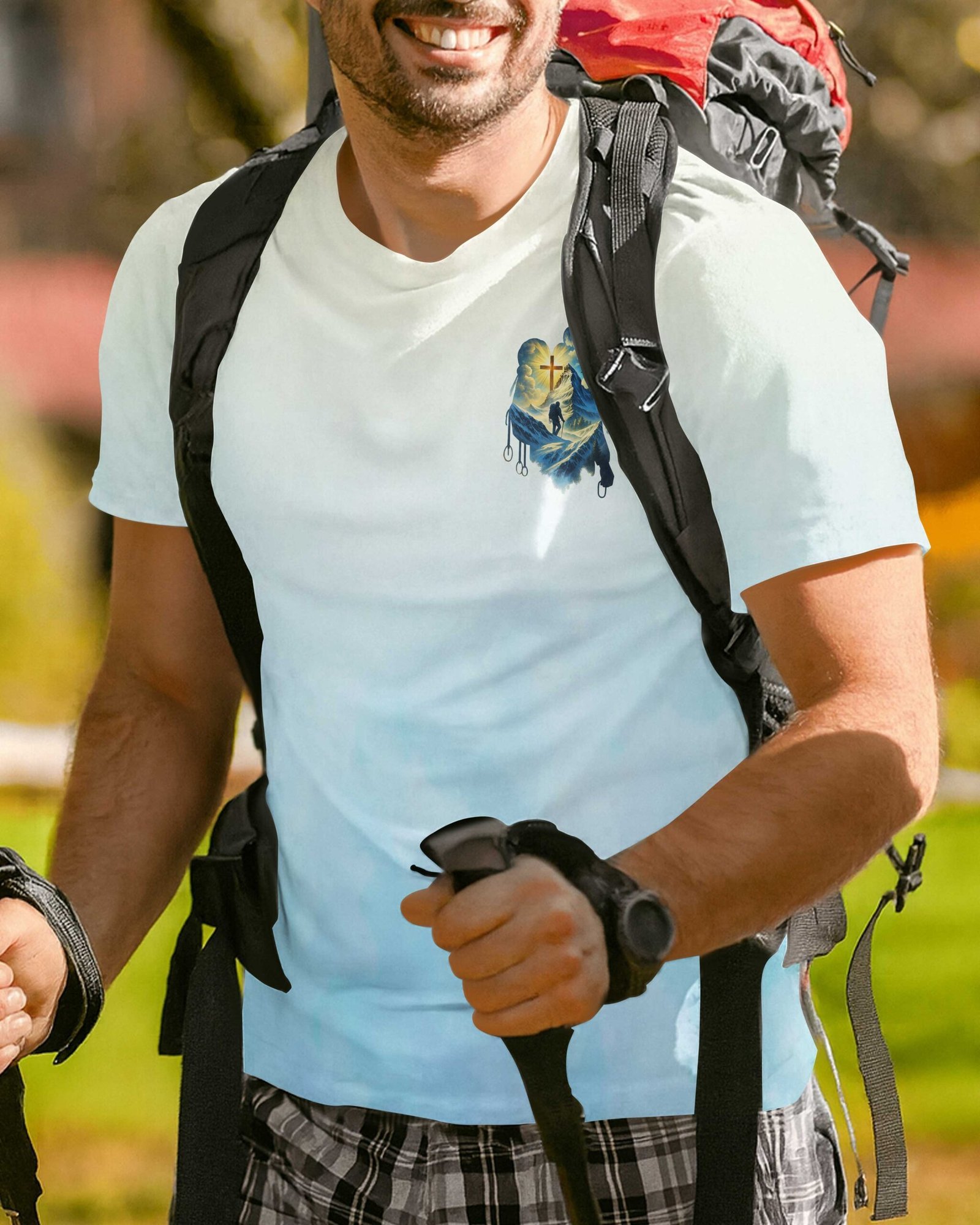 When The Climb Gets Steep His Cross Lights The Way T-Shirt - Image 4